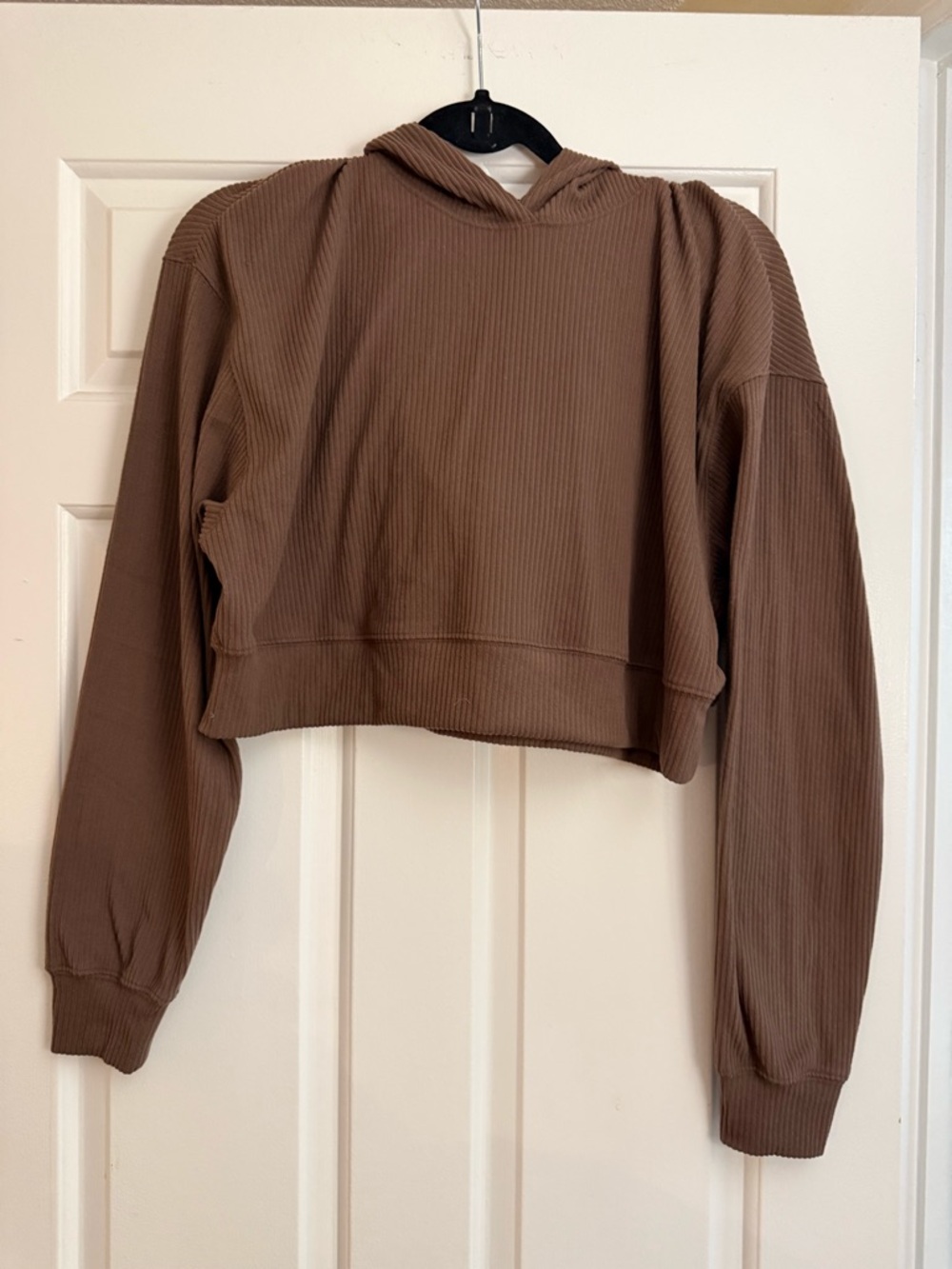 🌸 4/$20 Sale Garage Cropped Ribbed Hoodie in Brown